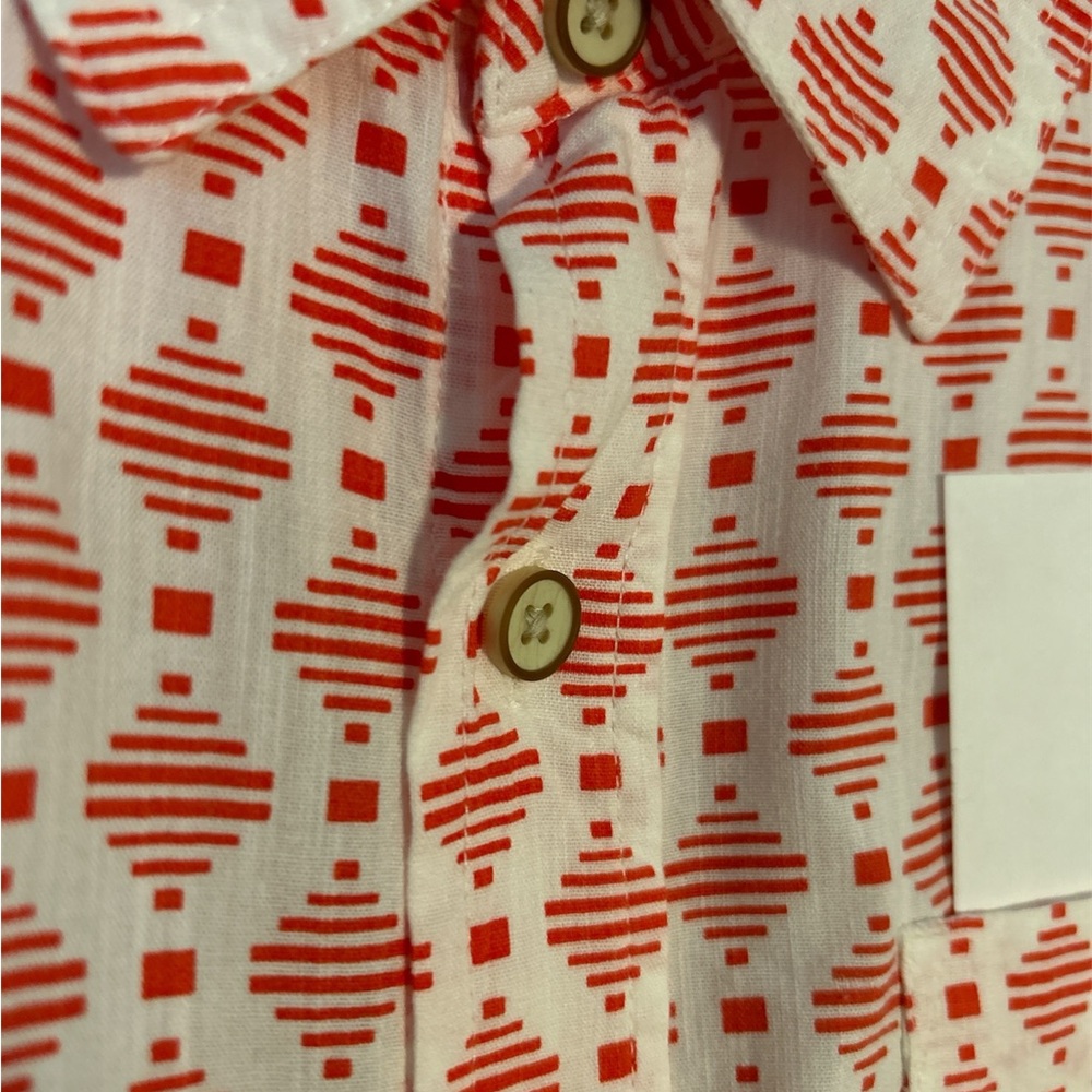 New Mens 100% Cotton Orange and White Pattern Short Sleeve ( Dip) - Picture 2 of 8